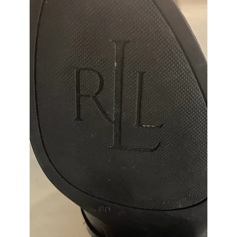 Lauren Ralph Lauren Maryann Black Leather Riding Boots Womens 8B Knee High Zip - Picture 4 of 6